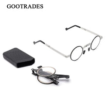 Load image into Gallery viewer, Metal Round Folding Reading Glasses Men Blue Light Computer Grade Glasses Narrow Eyeglasses Frame For Men Gafas +3.5