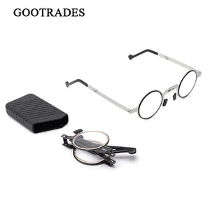 Metal Round Folding Reading Glasses Men Blue Light Computer Grade Glasses Narrow Eyeglasses Frame For Men Gafas +3.5