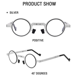 Metal Round Folding Reading Glasses Men Blue Light Computer Grade Glasses Narrow Eyeglasses Frame For Men Gafas +3.5