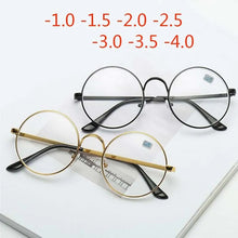 Load image into Gallery viewer, Metal Round Frame Retro Women Men Glasses Finished Myopia Eyewear With Degree -1.0 -1.5 -2.0 -2.5 -3.0 -3.5 -4.0