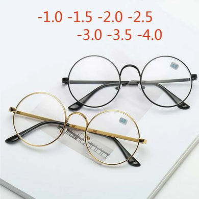 Metal Round Frame Retro Women Men Glasses Finished Myopia Eyewear With Degree -1.0 -1.5 -2.0 -2.5 -3.0 -3.5 -4.0