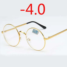 Load image into Gallery viewer, Metal Round Frame Retro Women Men Glasses Finished Myopia Eyewear With Degree -1.0 -1.5 -2.0 -2.5 -3.0 -3.5 -4.0