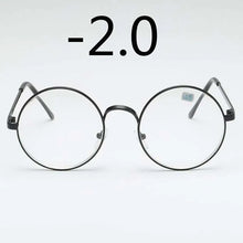 Load image into Gallery viewer, Metal Round Frame Retro Women Men Glasses Finished Myopia Eyewear With Degree -1.0 -1.5 -2.0 -2.5 -3.0 -3.5 -4.0