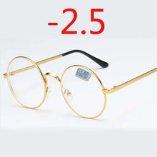 Load image into Gallery viewer, Metal Round Frame Retro Women Men Glasses Finished Myopia Eyewear With Degree -1.0 -1.5 -2.0 -2.5 -3.0 -3.5 -4.0
