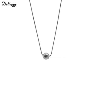 Minimalist Round Bead Pendant Necklace for Women Stainless Steel Clavicle Choker Long Chain Jewelry Statement Girl Gift