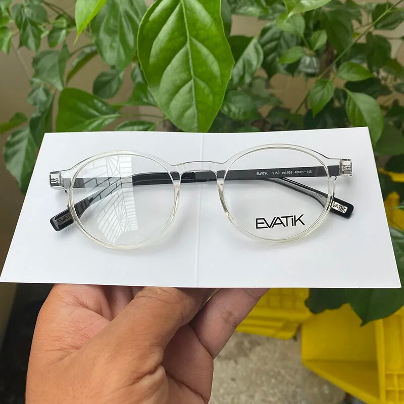 Minimalistic Architectural Custom Designs Clear Crystal Acetate Glasses Frames Round Myopia/Reading/Progressive Unisex