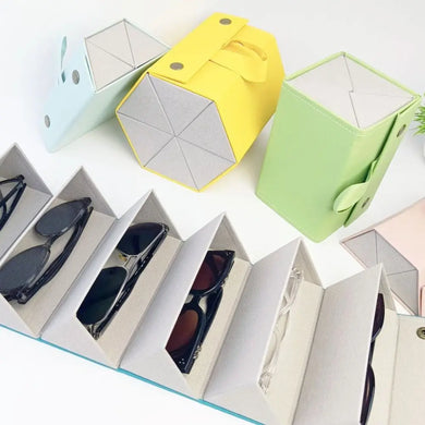 Multi-slot Foldable Glasses Organizer Portable Leather Travel Storage Box Display Sunglasses Case