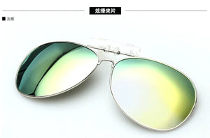 Multicolor Film Polarized Men's Sunglasses Large Frame Can Be Turned On Sun Glasses Clip Driving Glass Night Vision Clip 1062