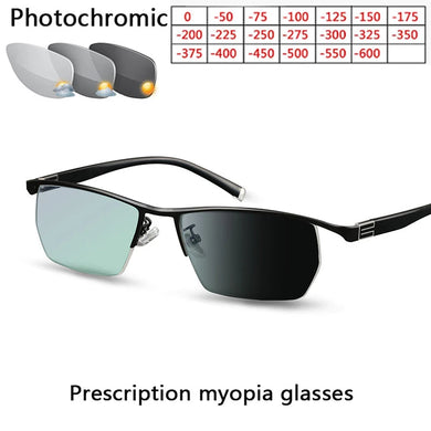 Myopia Men's Computer Glasses Photochromic Sunglasses Chameleon Anti Blue Ray Gaming Sight Prescription -1.25 -1.75 -5 -5.5 -6.0