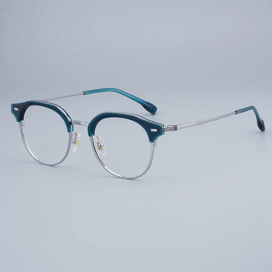 Myopia Round Glasses Frames Retro Pure Titanium Business Men Eyeglasses Women Frame with Case