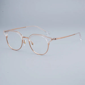 Myopia Round Glasses Frames Retro Pure Titanium Business Men Eyeglasses Women Frame with Case