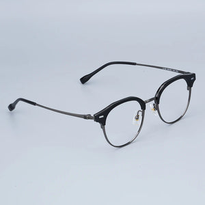 Myopia Round Glasses Frames Retro Pure Titanium Business Men Eyeglasses Women Frame with Case