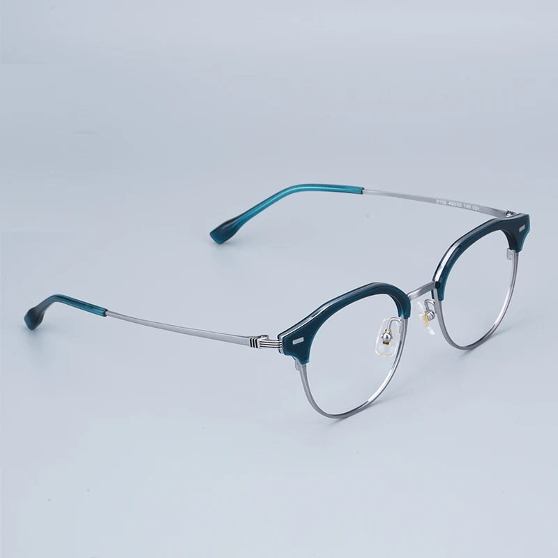 Myopia Round Glasses Frames Retro Pure Titanium Business Men Eyeglasses Women Frame with Case