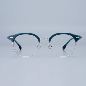 Myopia Round Glasses Frames Retro Pure Titanium Business Men Eyeglasses Women Frame with Case