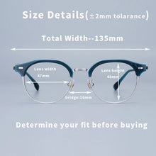 Carica l&#39;immagine nel visualizzatore di Gallery, Myopia Round Glasses Frames Retro Pure Titanium Business Men Eyeglasses Women Frame with Case