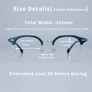 Myopia Round Glasses Frames Retro Pure Titanium Business Men Eyeglasses Women Frame with Case