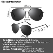 Carica l&#39;immagine nel visualizzatore di Gallery, Myopia Sunglasses Diopter Polarized Driving Mens Women Oval Sun Glasses Pilot -0.50-6.00