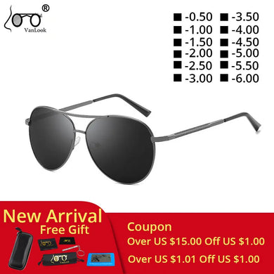 Myopia Sunglasses Diopter Polarized Driving Mens Women Oval Sun Glasses Pilot -0.50-6.00