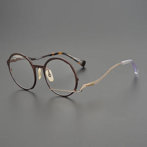 Myopia reading women personalized eyewear brand designer classic pure titanium optical eyeglasses Retro round glasses frame men