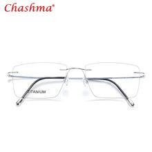 Load image into Gallery viewer, Titanium Glasses Frame Men European Design Square Rimless Prescription Eyeglasses Eyewear Frame for Women