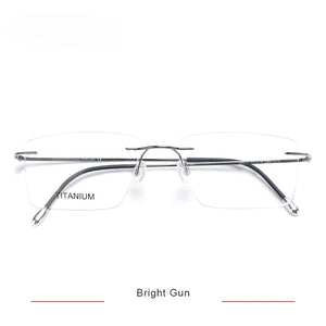 Titanium Glasses Frame Men European Design Square Rimless Prescription Eyeglasses Eyewear Frame for Women