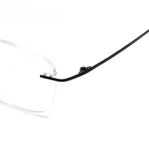 Titanium Glasses Frame Men European Design Square Rimless Prescription Eyeglasses Eyewear Frame for Women