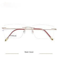 Load image into Gallery viewer, Titanium Glasses Frame Men European Design Square Rimless Prescription Eyeglasses Eyewear Frame for Women