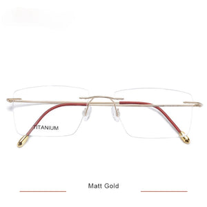 Titanium Glasses Frame Men European Design Square Rimless Prescription Eyeglasses Eyewear Frame for Women