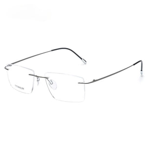Titanium Glasses Frame Men European Design Square Rimless Prescription Eyeglasses Eyewear Frame for Women