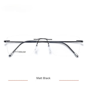 Titanium Glasses Frame Men European Design Square Rimless Prescription Eyeglasses Eyewear Frame for Women