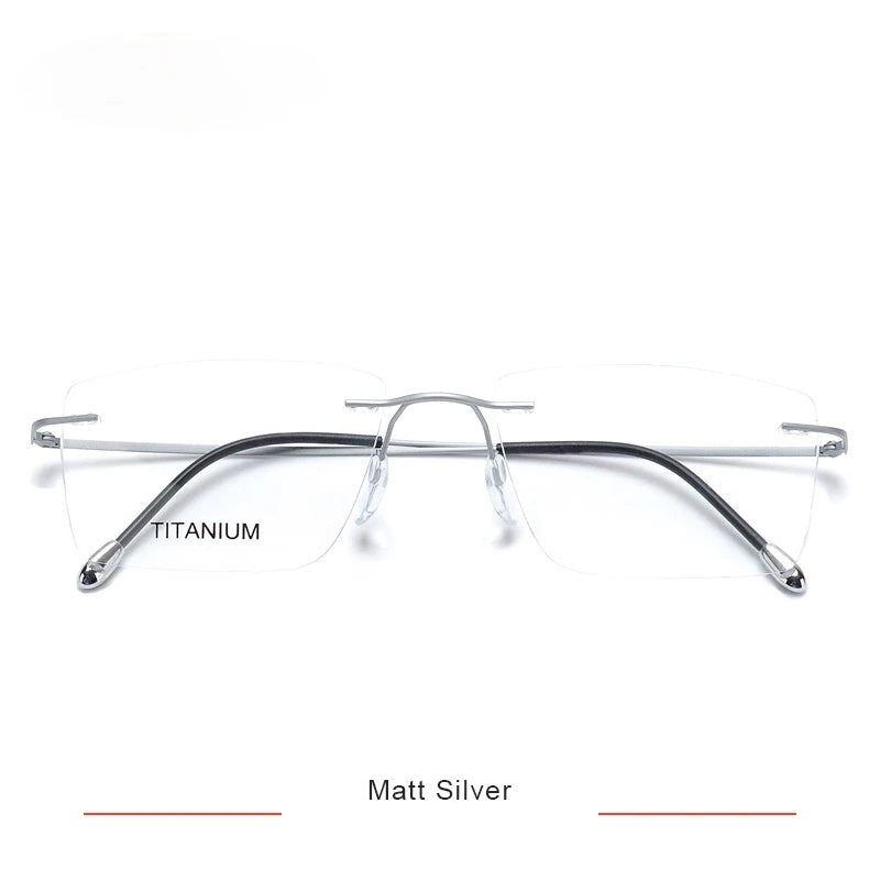Titanium Glasses Frame Men European Design Square Rimless Prescription Eyeglasses Eyewear Frame for Women