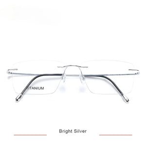 Titanium Glasses Frame Men European Design Square Rimless Prescription Eyeglasses Eyewear Frame for Women