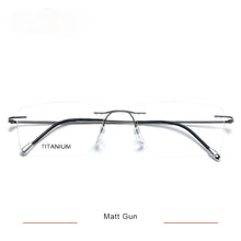 Load image into Gallery viewer, Titanium Glasses Frame Men European Design Square Rimless Prescription Eyeglasses Eyewear Frame for Women