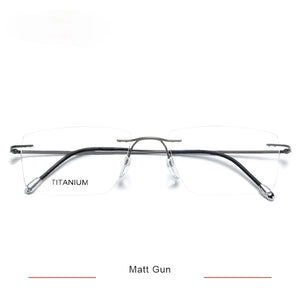 Titanium Glasses Frame Men European Design Square Rimless Prescription Eyeglasses Eyewear Frame for Women
