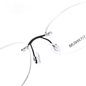 Titanium Glasses Frame Men European Design Square Rimless Prescription Eyeglasses Eyewear Frame for Women
