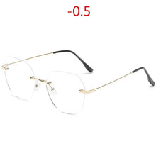 Load image into Gallery viewer, NYWOOH Rimless Finished Myopia Glasses Women Metal Polygon Eyeglasses Prescription Elegant Shortsighted Eyewear -0.5 1.0 to 4.0