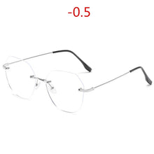 Load image into Gallery viewer, NYWOOH Rimless Finished Myopia Glasses Women Metal Polygon Eyeglasses Prescription Elegant Shortsighted Eyewear -0.5 1.0 to 4.0