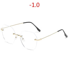 Load image into Gallery viewer, NYWOOH Rimless Finished Myopia Glasses Women Metal Polygon Eyeglasses Prescription Elegant Shortsighted Eyewear -0.5 1.0 to 4.0