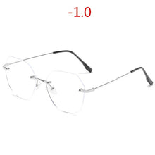 Load image into Gallery viewer, NYWOOH Rimless Finished Myopia Glasses Women Metal Polygon Eyeglasses Prescription Elegant Shortsighted Eyewear -0.5 1.0 to 4.0