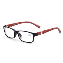 Load image into Gallery viewer, Nerd Finished Men Women Myopia glasses bright black frame and red wood pattern legs  -100 -150 -200 -250 -300 -350 -400
