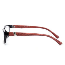 Load image into Gallery viewer, Nerd Finished Men Women Myopia glasses bright black frame and red wood pattern legs  -100 -150 -200 -250 -300 -350 -400