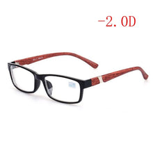Load image into Gallery viewer, Nerd Finished Men Women Myopia glasses bright black frame and red wood pattern legs  -100 -150 -200 -250 -300 -350 -400