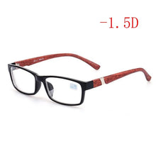 Load image into Gallery viewer, Nerd Finished Men Women Myopia glasses bright black frame and red wood pattern legs  -100 -150 -200 -250 -300 -350 -400