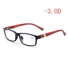Load image into Gallery viewer, Nerd Finished Men Women Myopia glasses bright black frame and red wood pattern legs  -100 -150 -200 -250 -300 -350 -400