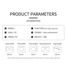 Carica l&#39;immagine nel visualizzatore di Gallery, New Anti Blue Light Glasses Unisex Small Frame Luxury Designer Reading Spectacles Men Women Computer Eyewear