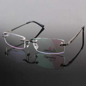Rimless Men Style Eye Glasses Frame Quality  Style Metal Spectacle Square Eyewear For Men Oculos