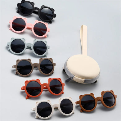 New Children's Sunglasses Foldable Bear Frame Sunglasses Cute Boys and Girls Cartoon Sun Protection Photography Glasses