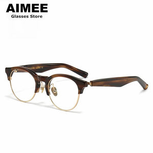 Designer Round Titanium Acetate Glasses Frame Japanese Handmade Men Women Prescription Eyeglasses Optical Spectacles Eyewear