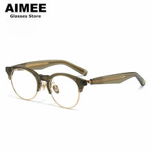 Load image into Gallery viewer, Designer Round Titanium Acetate Glasses Frame Japanese Handmade Men Women Prescription Eyeglasses Optical Spectacles Eyewear