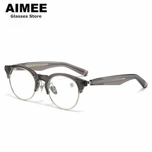 Designer Round Titanium Acetate Glasses Frame Japanese Handmade Men Women Prescription Eyeglasses Optical Spectacles Eyewear